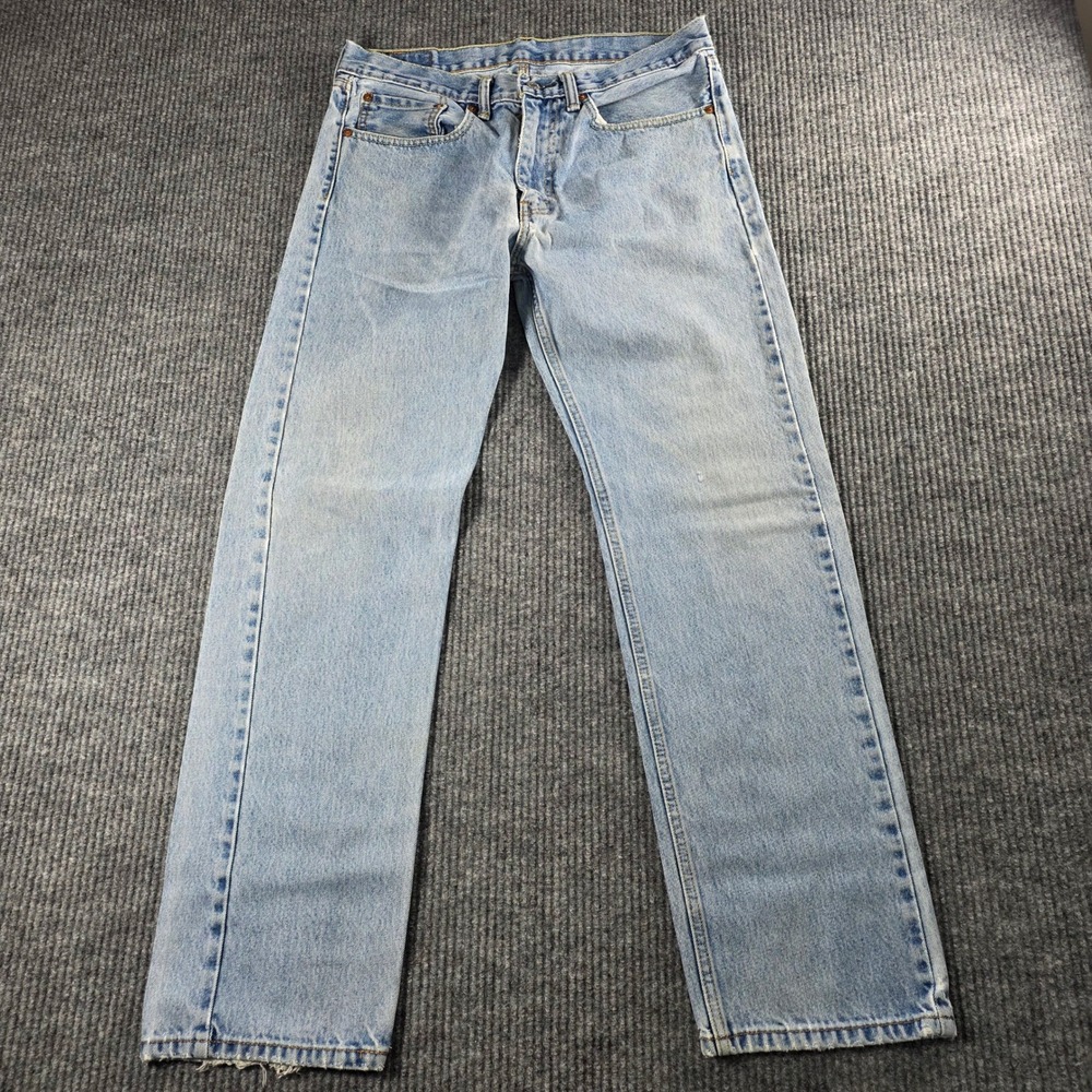 Levis 505 Regular Fit Straight Leg Light Wash Denim Jeans Mens 34x32 00505-4891
